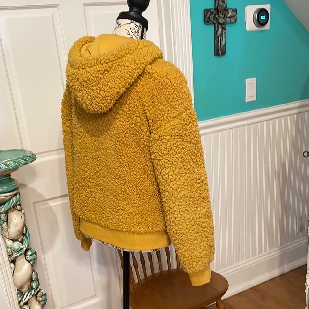 Love Tree Cozy Mustard Yellow Sherpa Hoodie - Picture 2 of 2